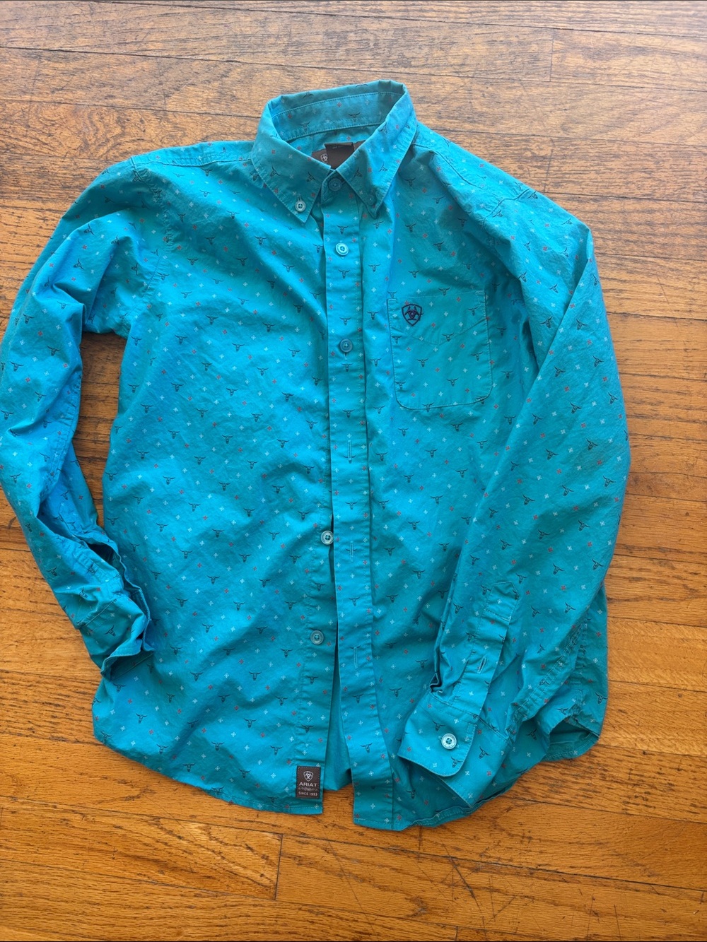 Ariat Kids Teal Patterned Button-Down Shirt